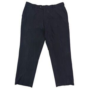 George Mens Black Performance Dress Pants 40x30  Stretch Flat Front Slacks